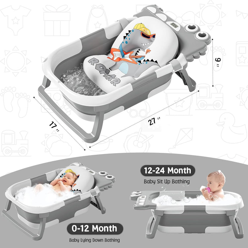 BAÑERA PLEGABLE PORTTIL PARA BEBE +TERMOMETRO INCLUIDO