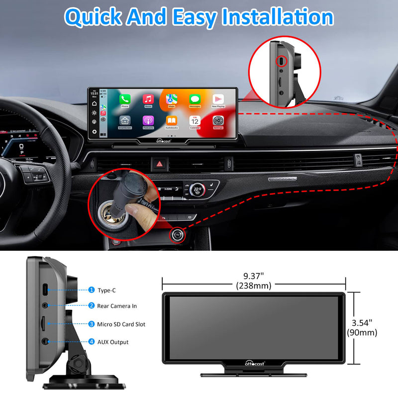 Producto casi agotado… ¡Compra ahora antes de que desaparezca! - Pantalla portátil para automóvil de 10" con Apple CarPlay y Android Auto